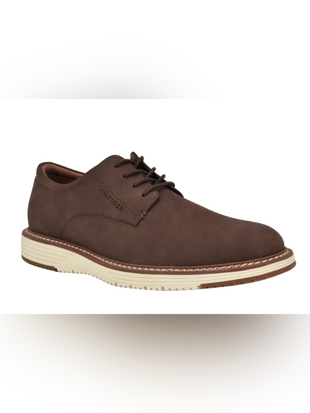 Tommy Hilfiger Brown Leather Derby with Contrasting Cream Sole